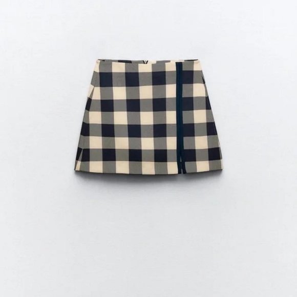 ZARA GINGHAM MINI SKIRT - Picture 3 of 6